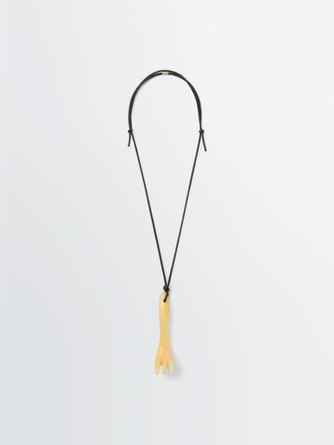 Lemaire GUA SHA FORK NECKLACE IN ARAGONITE AND LEATHER