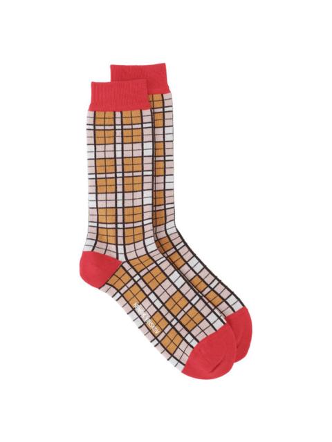 HENRIK VIBSKOV FIND SOCKS HOMME - ORANGE SHADE RED CHECKS