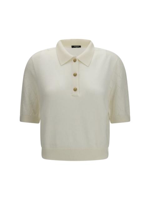 Balmain Balmain Wool Polo With Vintage Buttons White