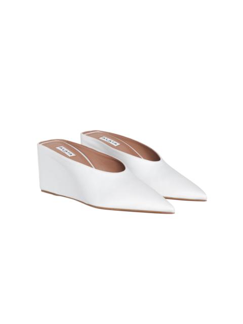 Alaïa Satin Wedge Mules white