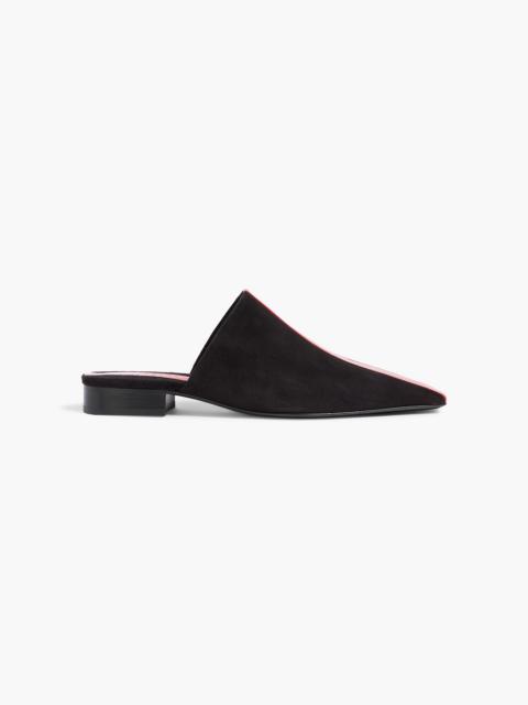 FERRAGAMO Selestina suede and patent-leather slippers