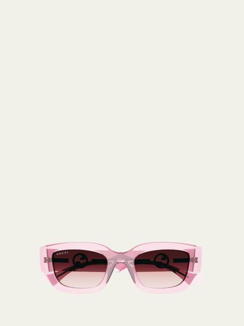 GUCCI GG Logo Plastic Rectangle Sunglasses