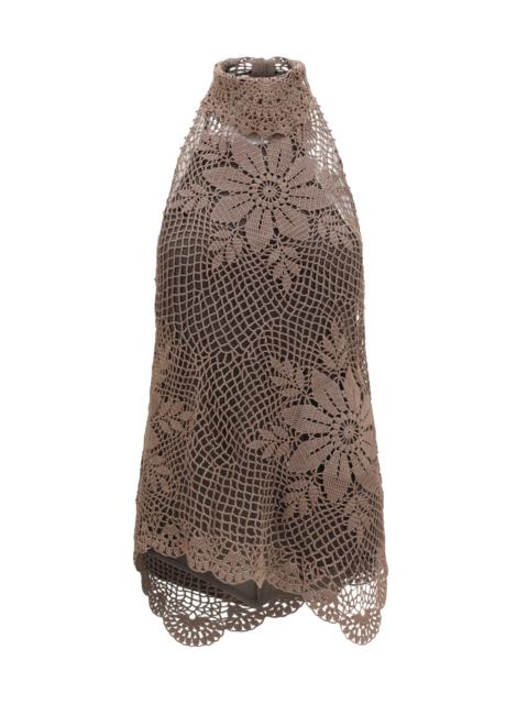 MAGDA BUTRYM Magda Butrym Crochet Lace High-neck Top Brown