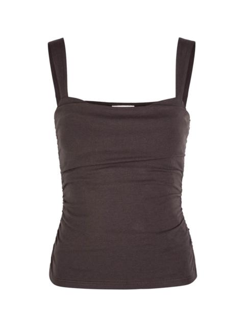 Reformation Reformation Trish Ruched Stretch-cotton top