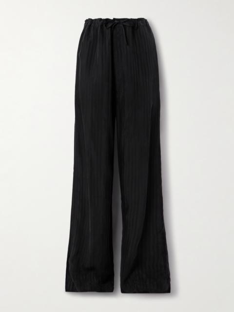 BALENCIAGA Striped Satin-jacquard Wide-leg Pants