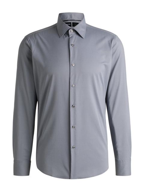 BOSS REGULAR-FIT SHIRT IN STRUCTURED STRETCH FABRIC