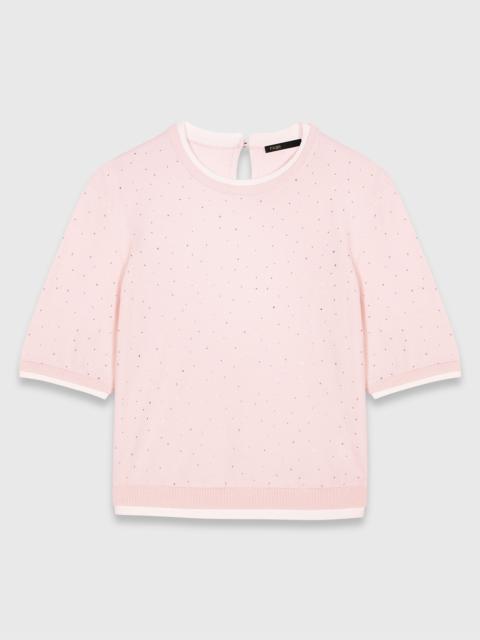 maje Rhinestone short-sleeve sweater