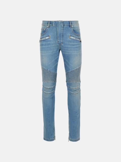 Balmain 'BIKER' BLUE COTTON JEANS