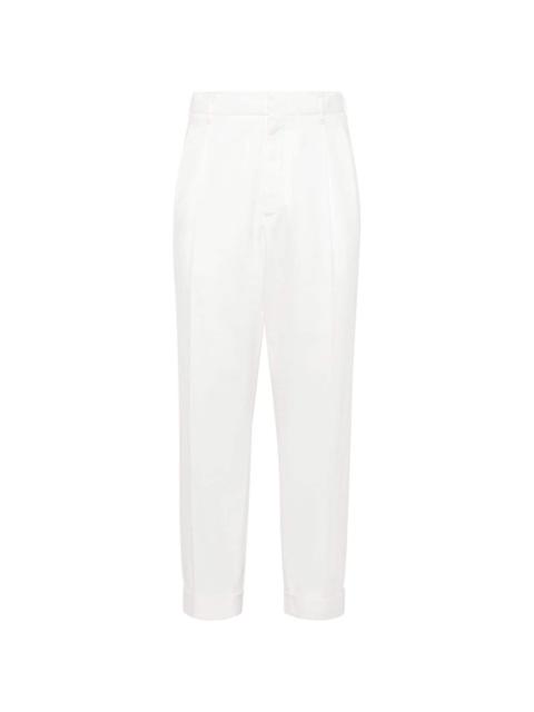 pressed-crease cotton trousers