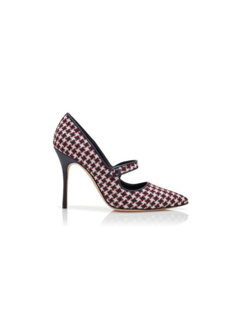 Manolo Blahnik Black Wool Dogtooth Mary Jane Pumps