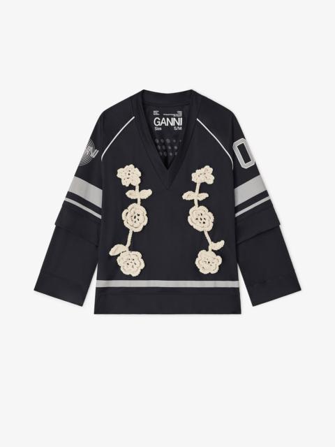 GANNI BLACK CYCORA LONG SLEEVE