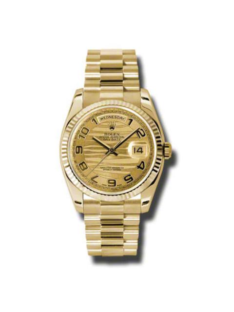 ROLEX Rolex Day-Date Champagne Wave Dial 18K Yellow Gold President Automatic Men's Watch 118238CWVAP