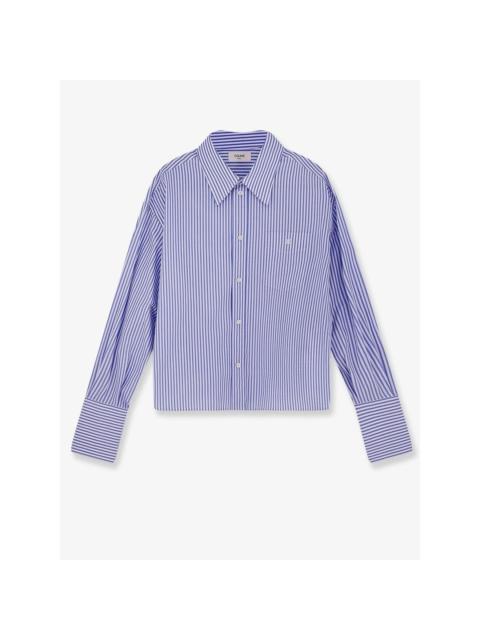 CELINE CELINE Blue Cotton Striped Shirt New & Authentic (Women's si