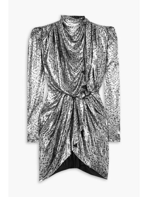 Isabel Marant Draped leopard-print lamé mini dress