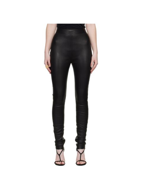 Balmain Black Zipped Lambskin Leggings
