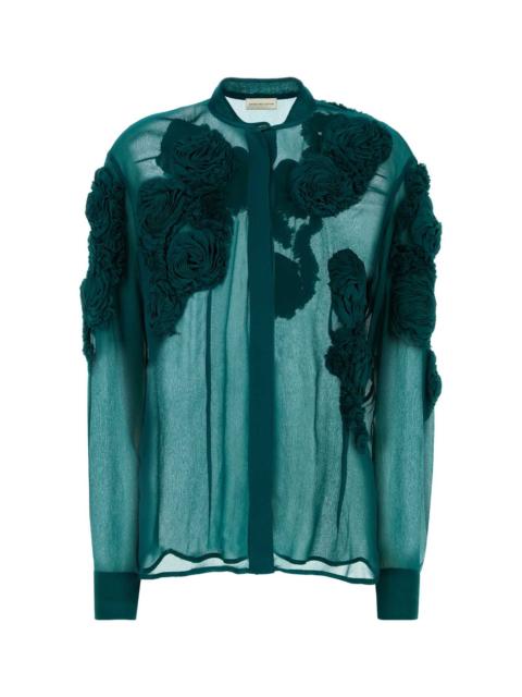 Dries Van Noten Dries Van Noten Women Teal Green Crepe Chowsa Shirt