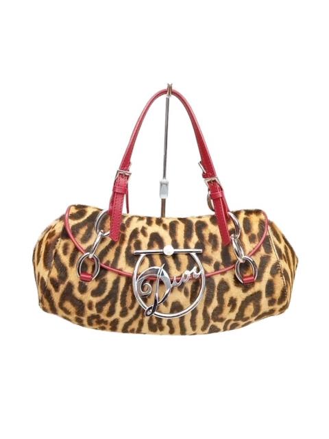 Dior Dior punk leopard print horsehair ingot shoulder bag