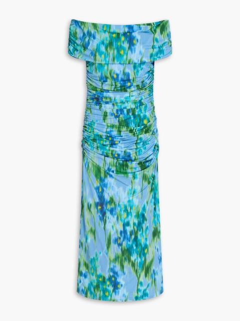 CAROLINA HERRERA Off-the-shoulder floral-print stretch-jersey midi dress