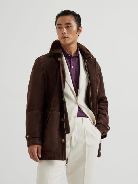 Brunello Cucinelli Tone-on-tone suede shearling coat