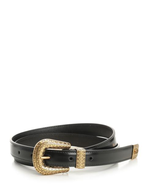 Valentino Belt H. 20 | Vlogo Signature. | Vit. Spazzolato/Antique Gold Logo Belts Black
