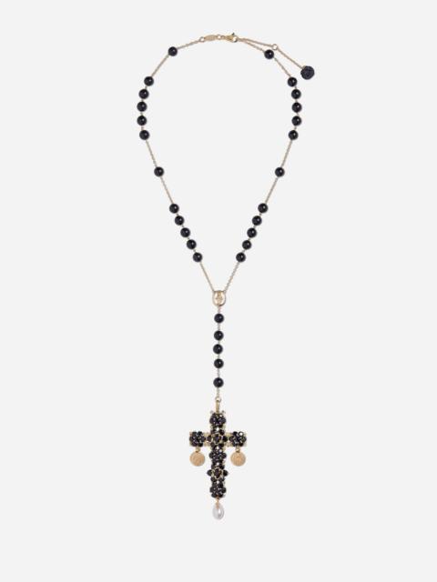Dolce & Gabbana Sicily Rosary Necklace 18-carat yellow gold and black sapphires