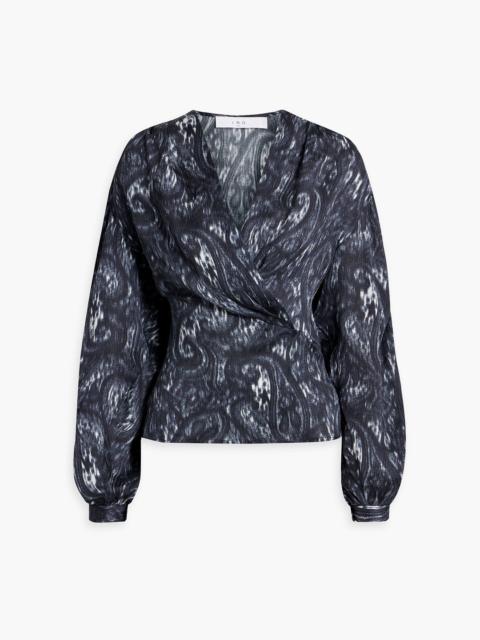 Other Designers Zarfi wrap-effect printed plissé-silk blouse