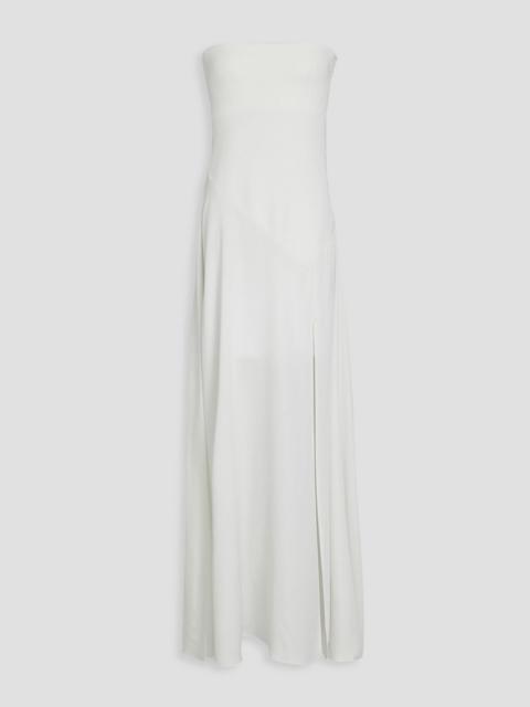 SIMKHAI Kory strapless knit-paneled satin-crepe maxi dress
