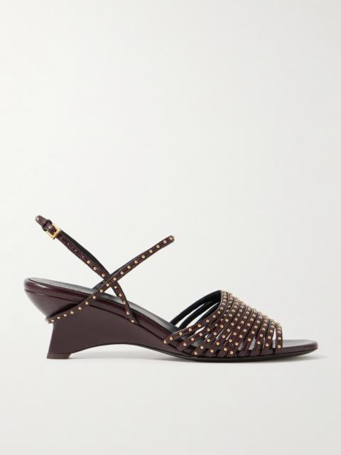 KHAITE Drew Studded Glossed-leather Sandals