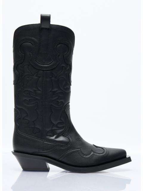 GANNI Ganni Women Mid Shaft Embroidered Western Boots