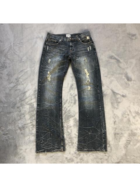 Other Designers Japanese Brand - FLARE TRASHED DISTRESSED DENIM PANT BY NYLOUS #5970-216