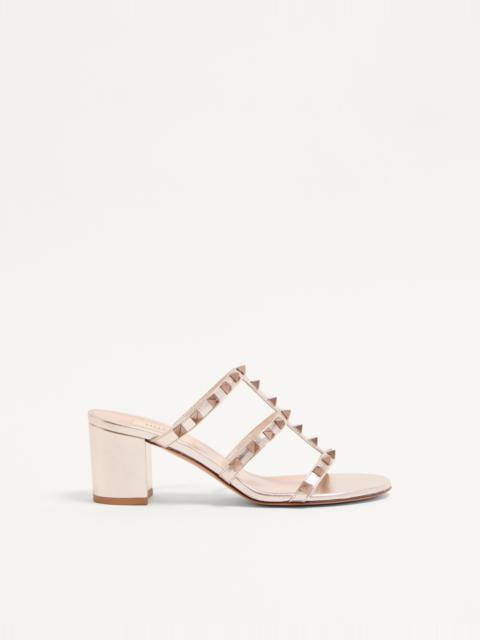 Valentino ROCKSTUD METALLIC CALFSKIN LEATHER SLIDE SANDAL 60 MM