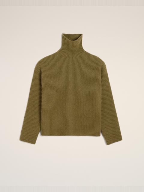 AMI Paris GREEN WOOL FUNNEL NECK SWEATER