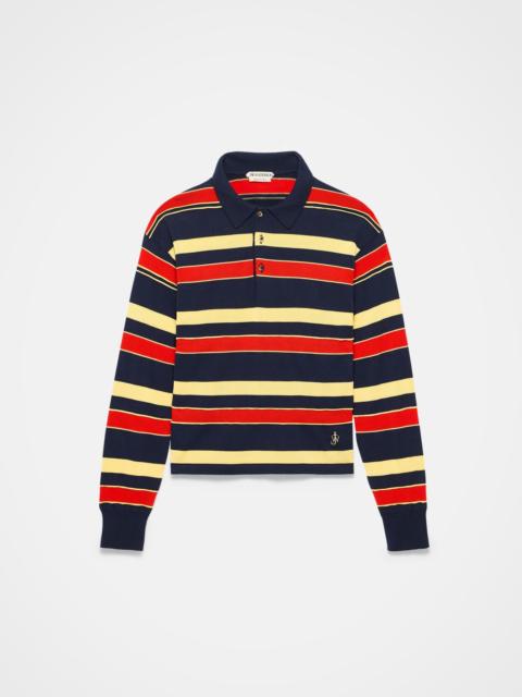 JW Anderson KNITTED STRIPED RUGBY POLO TOP IN NAVY