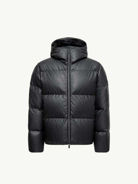 Moncler Mentone Hooded Nappa Leather Short Down Jacket