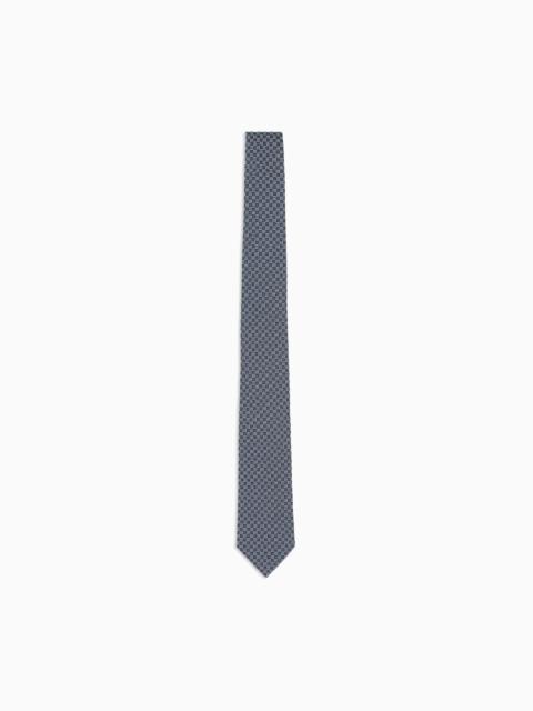 EMPORIO ARMANI PURE SILK TIE WITH JACQUARD OP-ART MOTIF