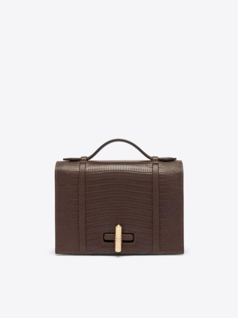 MALONE SOULIERS May Dark Brown Embossed Leather Small Handbag