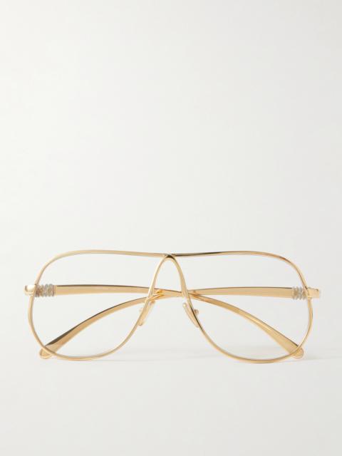 Miu Miu Aviator-style Gold-tone Optical Glasses