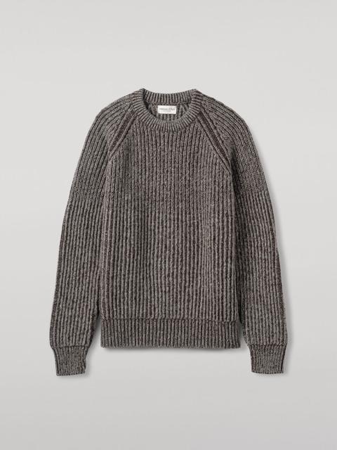 Johnstons of Elgin Ribbed Donegal Cashmere Grey Jumper