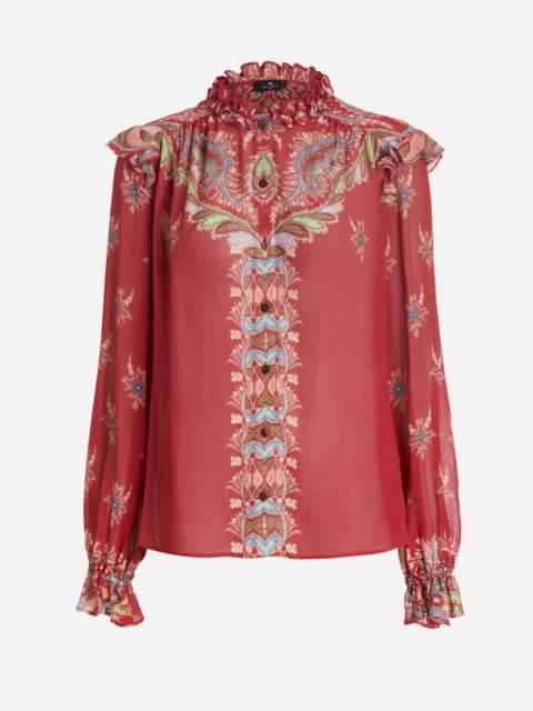 Etro Crepon Placed-Print Blouse