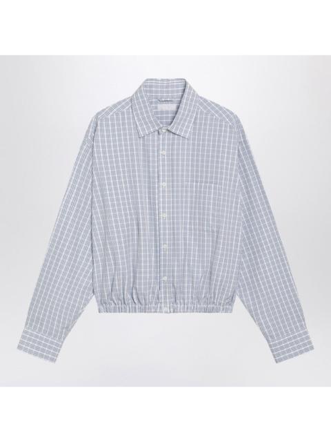 Prada Prada Cropped Check-Pattern Shirt In White/Light Blue Men