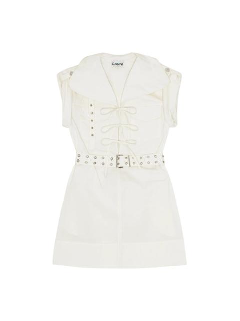 GANNI Stretch Cotton Cowl Neck Mini Dress