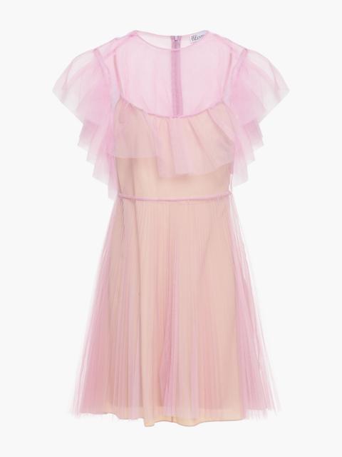 REDValentino Ruffle-trimmed pleated tulle mini dress