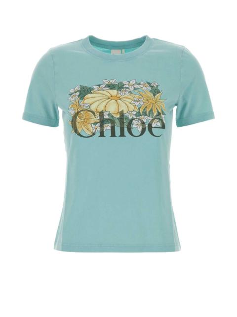 Chloé Chloe Women Turquoise Cotton T-Shirt