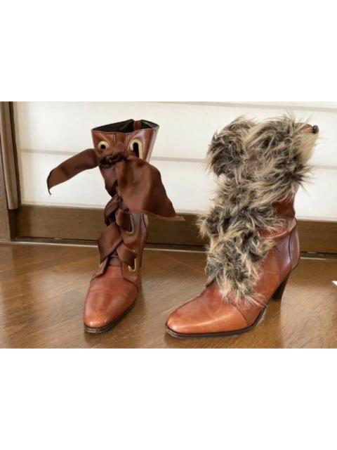 ISSEY MIYAKE Issey Miyake Strappy Faux Fur Leather Boots High Heels