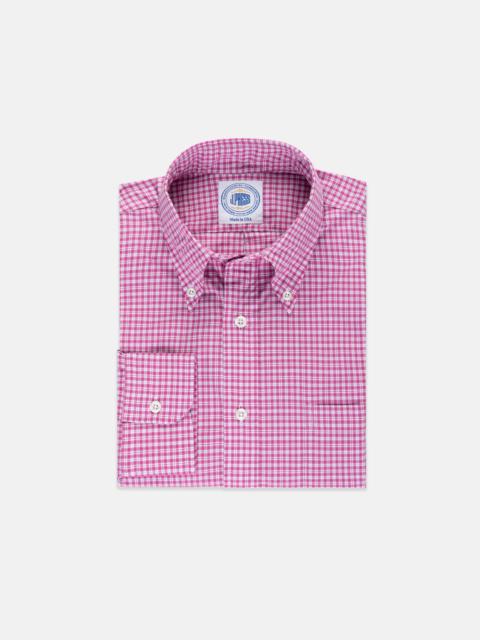J. PRESS MADE-IN-USA PINK & BLUE CHECK SPORT SHIRT - CLASSIC FIT