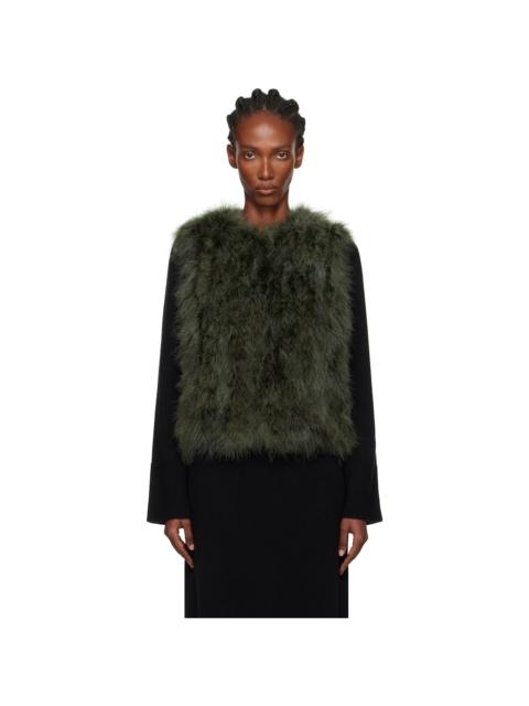Yves Salomon Green Cropped Feather Vest
