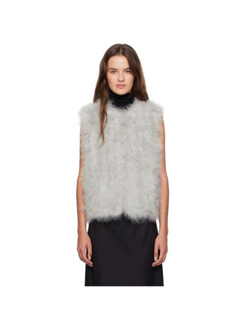 Yves Salomon Green Cropped Feather Vest