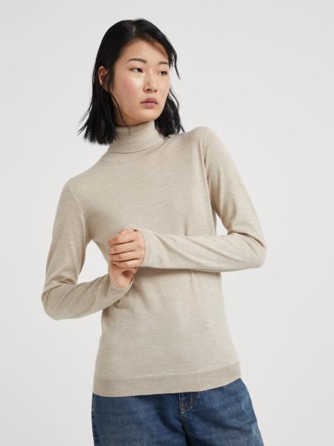 Brunello Cucinelli Sparkling cashmere and silk lightweight turtleneck sweater