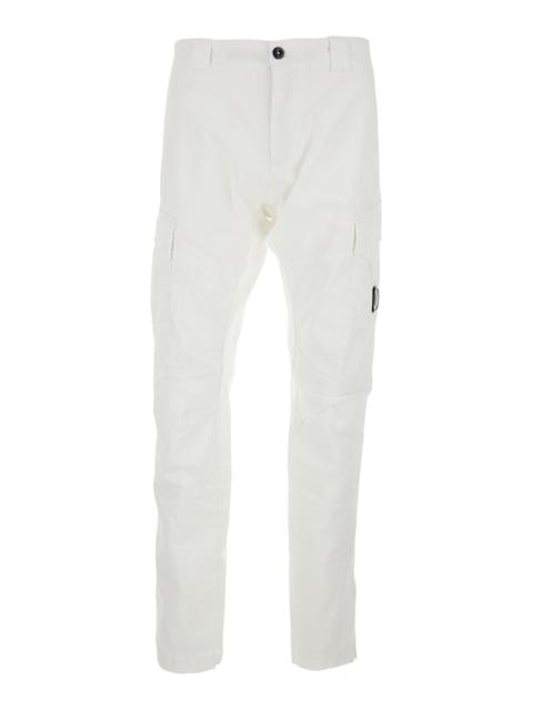 C.P. Company C.P. Company Men White Cargo Pants With Two Cargo Pockets On The Front And Logo Plaque On The Side I
