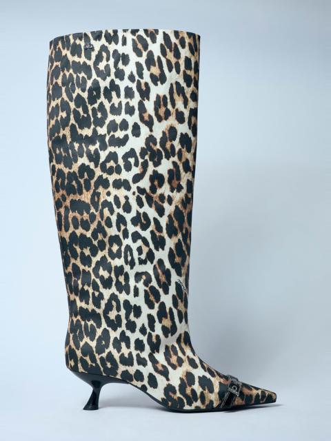 GANNI Leopard Eyelets Slouchy High Shaft Boots